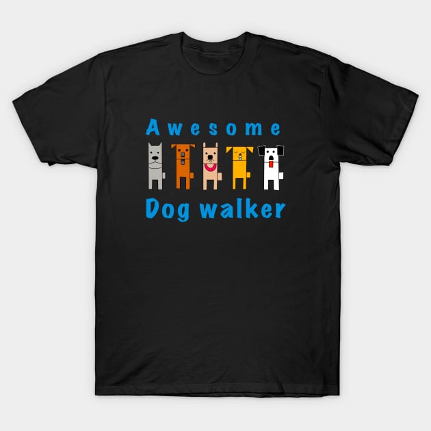 Awesome dogwalker T-Shirt by Suzy Shackleton felt artist & illustrator